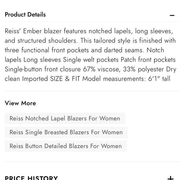 Reiss Ember Notched Single Button Blazer Green Tailored Lined Womens Size 12 - Picture 16 of 16